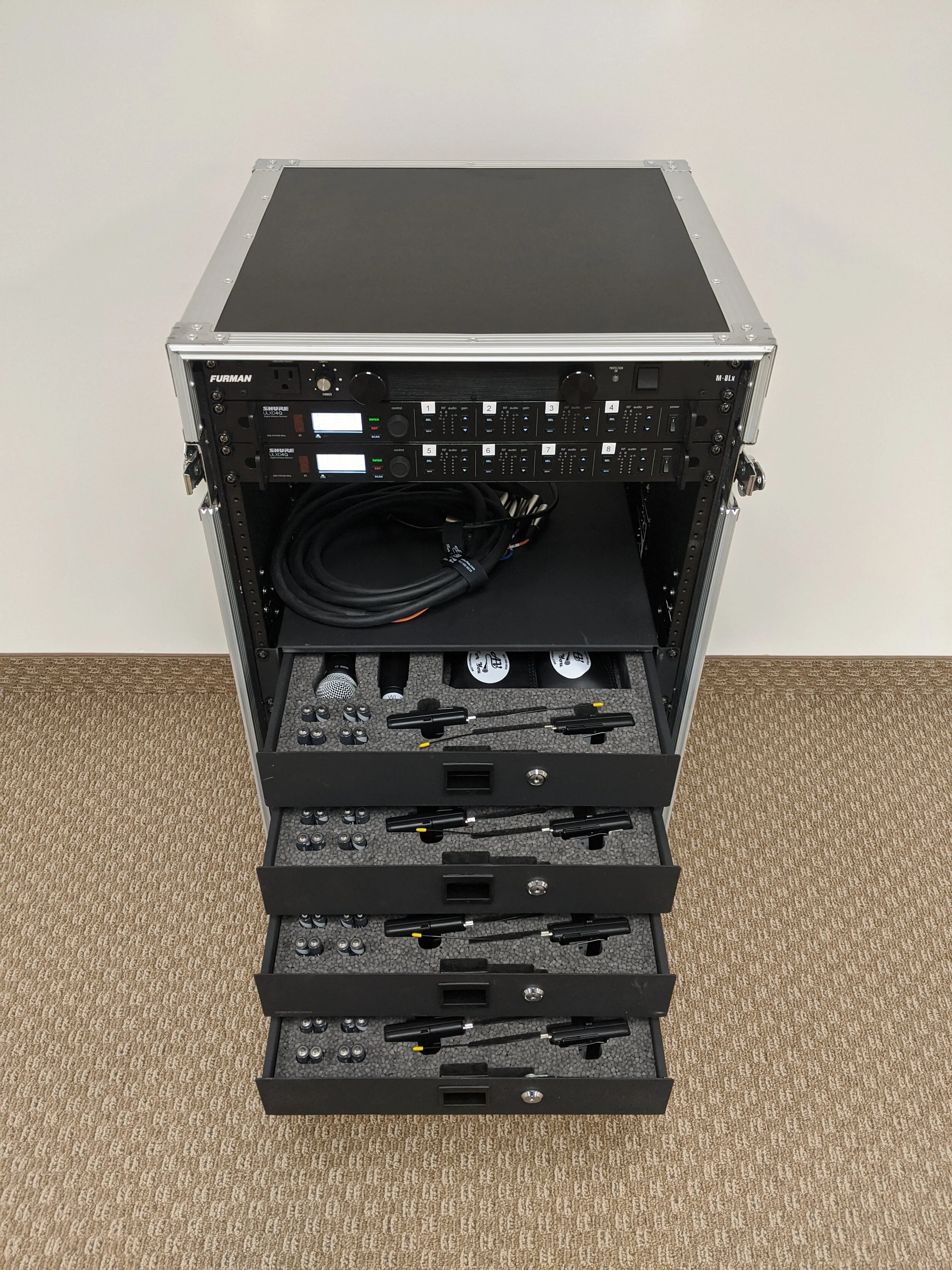 $660 Shure ULX-D 8x Combo Wireless Microphone Rack (with two